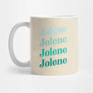 Jolene Retro Boho Typography Design in Vintage Teal Color Combo Mug